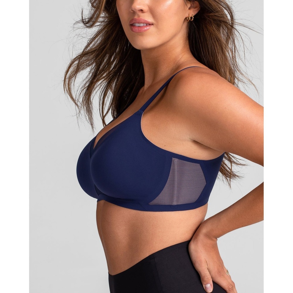NWT Honeylove Navy Blue Crossover Wireless Bra Size XL